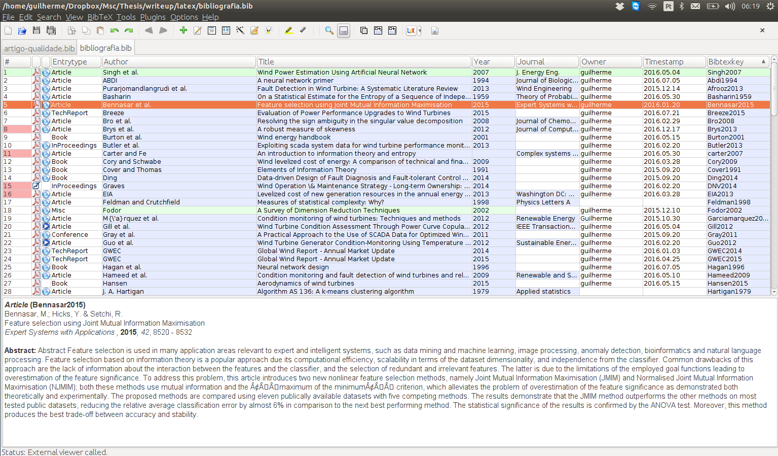 My Jabref research reference database