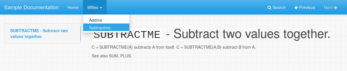 Figure 2: Documentation for each mfile